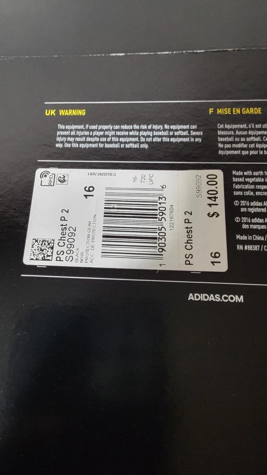 Adidas Pro Series Catcher’s Chest Protector 2.0 Negro Talla 16” S99092 Foto 4 de 4