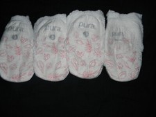 4 sample PURA Chlorine FREE Disposable Diapers pull-ons 48 Lbs Size 9.