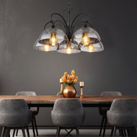 Pendelleuchte HäNgelampe Esszimmerleuchte Rauchglas HöHen Verstellbar H 120 Cm