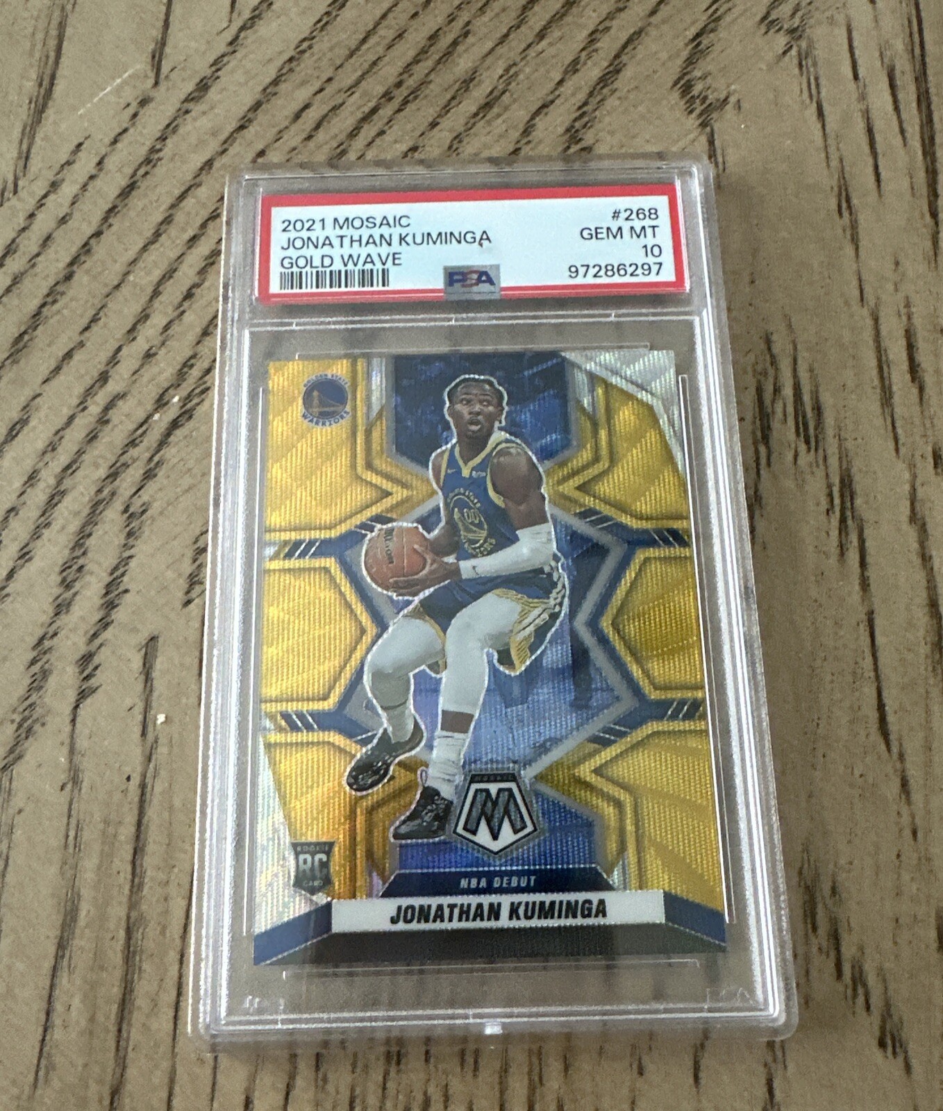 🔥📈2021-22 Mosaic Jonathan Kuminga Mosaic Gold Wave Rookie Card RC #268 PSA 10