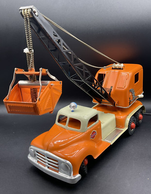 Gama Battery Operated Tin Toy Truck / Crane Western Germany Vintage EUC NICE!