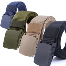 Men Canvas Belt Plastic Cam Buckle Nylon Tactical Waistband Webbing Military