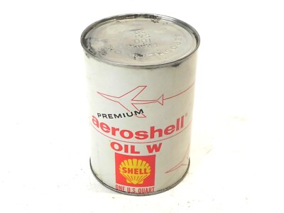 VINTAGE NOS FULL ONE QUART SHELL AEROSHELL OIL CAN W GRADE 100 SAE 50 LIGHT WEAR