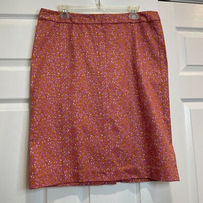 Talbots Pencil Skirt Size 12 NWT Pink Orange Tulips Knee Length Abstract Print