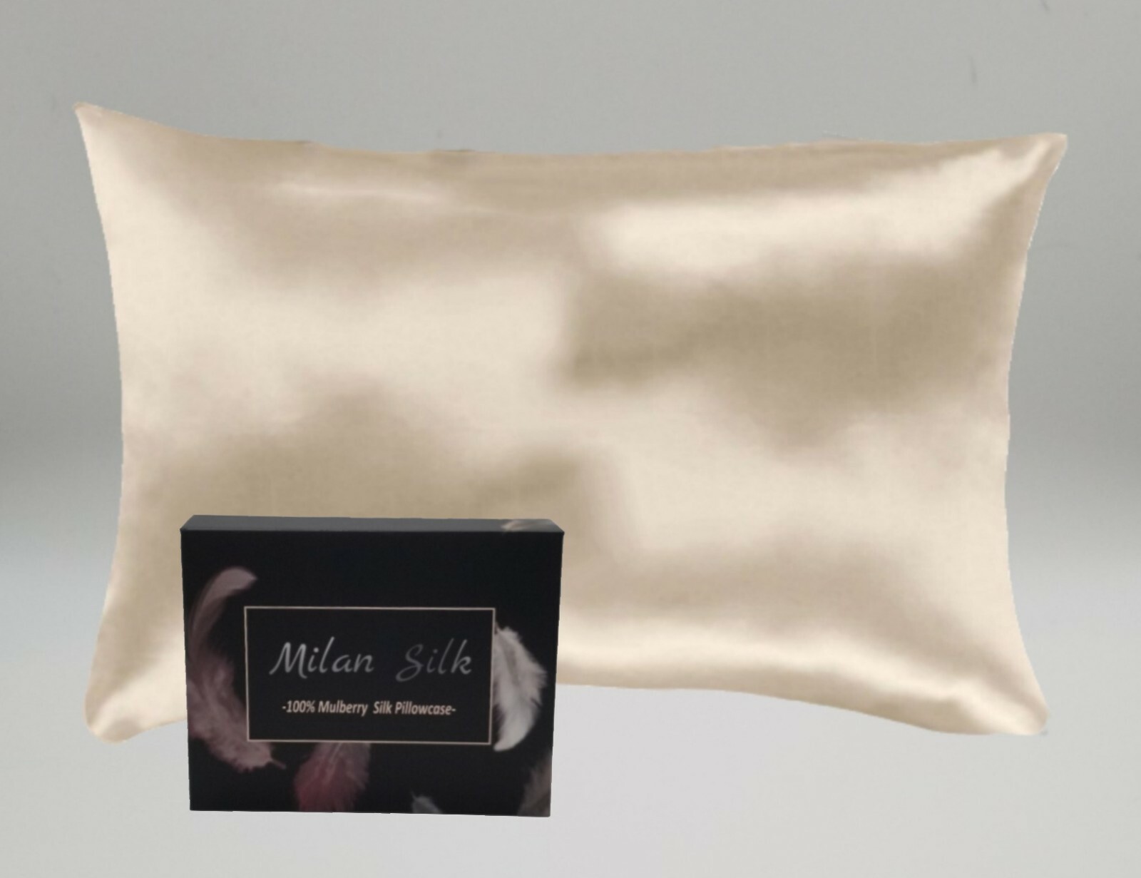 Milan Silk 100% Mulberry Silk Pillowcase 22 momme Standard Queen Champagne Beige-image