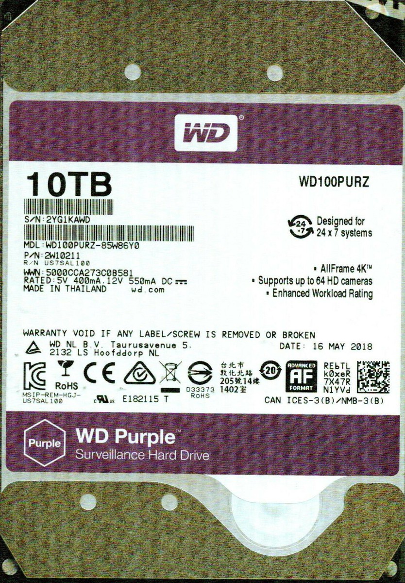 WD100PURZ-85W86Y0, 2W10211 WESTERN DIGITAL SATA 10TB | eBay