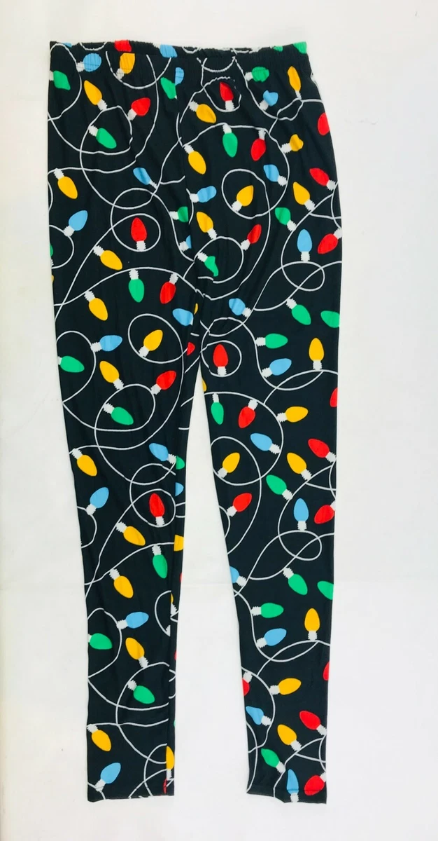 Two Left Feet Leggings Women's Size S/M Black Christmas Light Print Holiday