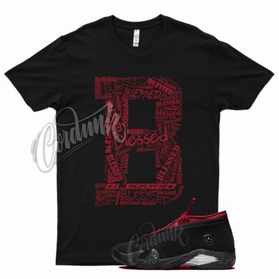 Black BLESSED T Shirt for J1 14 Low Iconic Red Lipstick Gym Red