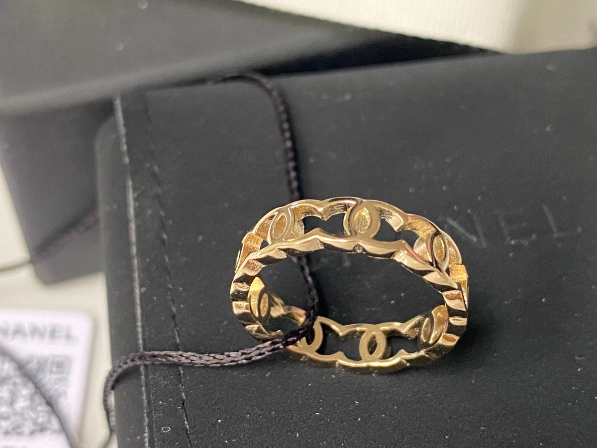 CHANEL CC ring Size 52FR in Rhinestones and Golden Plated Metal at 1stDibs