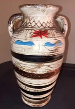 Folk Art Indigenous Style Vase 9" Tall