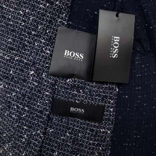 Hugo Boss Blazer Jacket 38R 48 Slim Sports Coat Chunky Knit Mesh Nold Navy Blue - Picture 12 of 20
