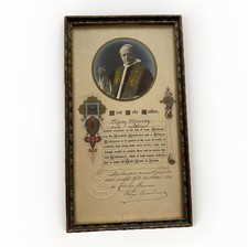 Rare Colorized 1924 Pope Pius XI Vatican Apostolic Benediction Papal Blessing