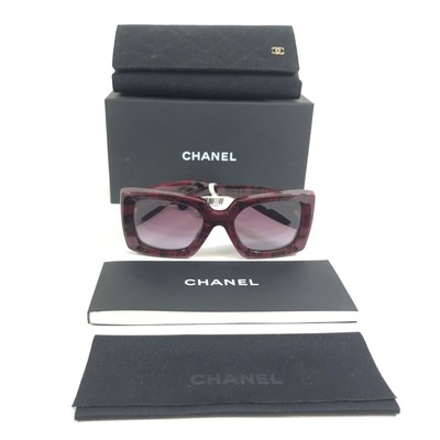 Chanel Sunglasses 5435-A Dark Red Tweed Frames with Purple Lenses 