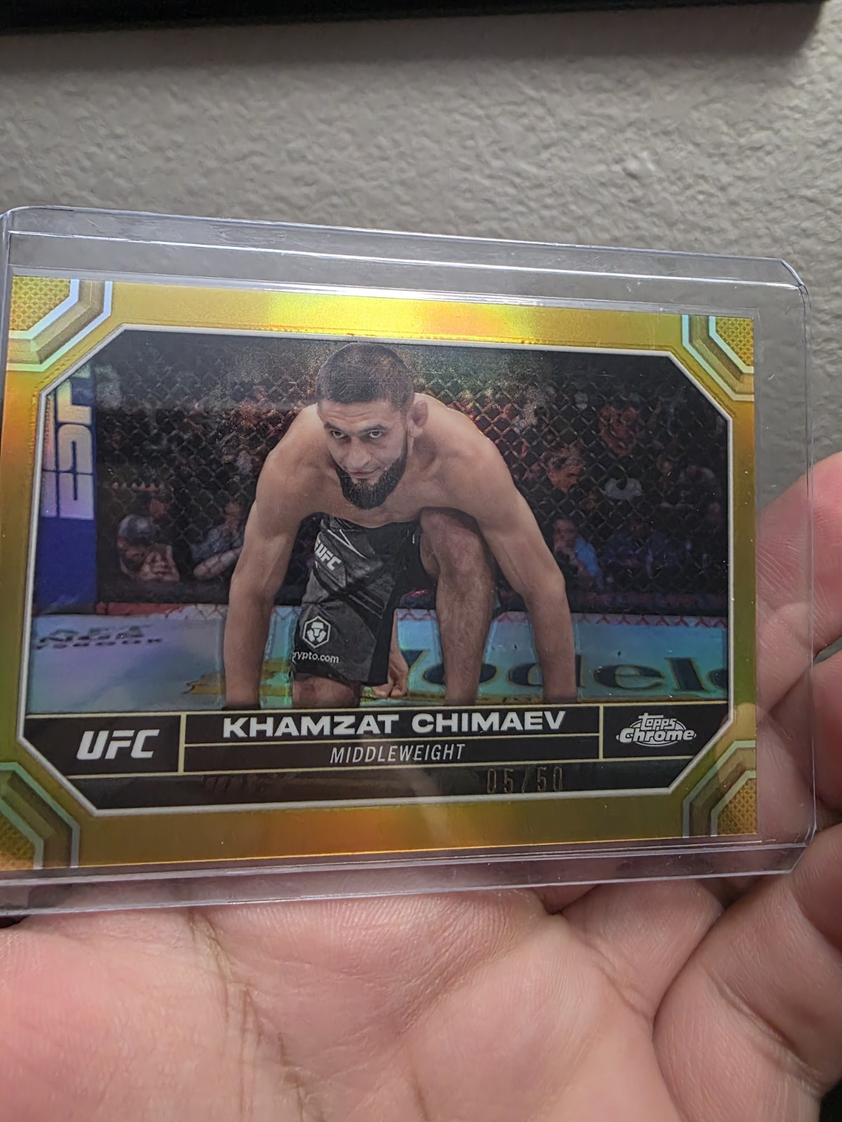 2024 Topps Chrome UFC Khamzat Chimaev #114 Gold Refractor /50