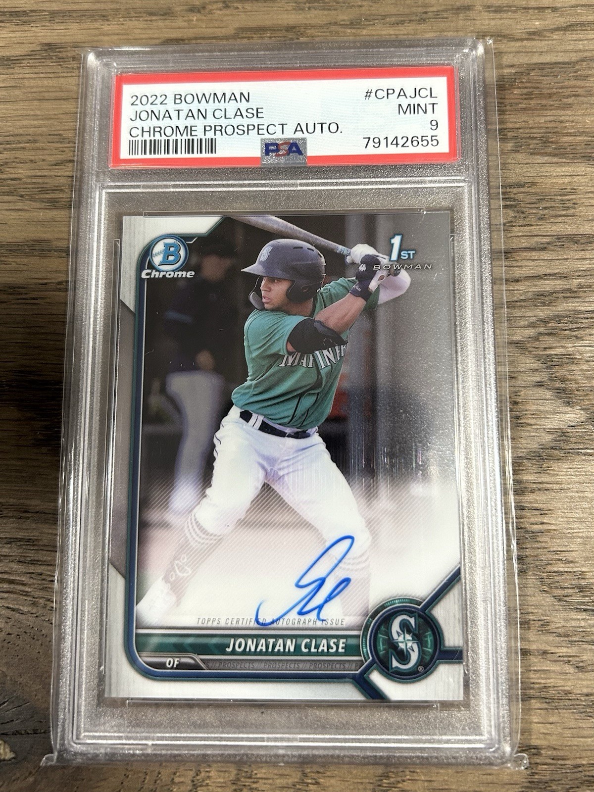 2022 Bowman Chrome Jonatan Clase 1st Prospect Auto PSA 9 MINT Seattle Mariners