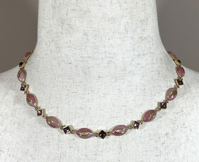 NWT Napier ''Passion'' Gold-Tone Pink Enamel with Rhinestones 16'' Choker Necklace