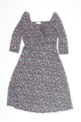 Savida Damen Mehrfarbig Blumen Gesmoktes A-Linien Kleid Größe 10
