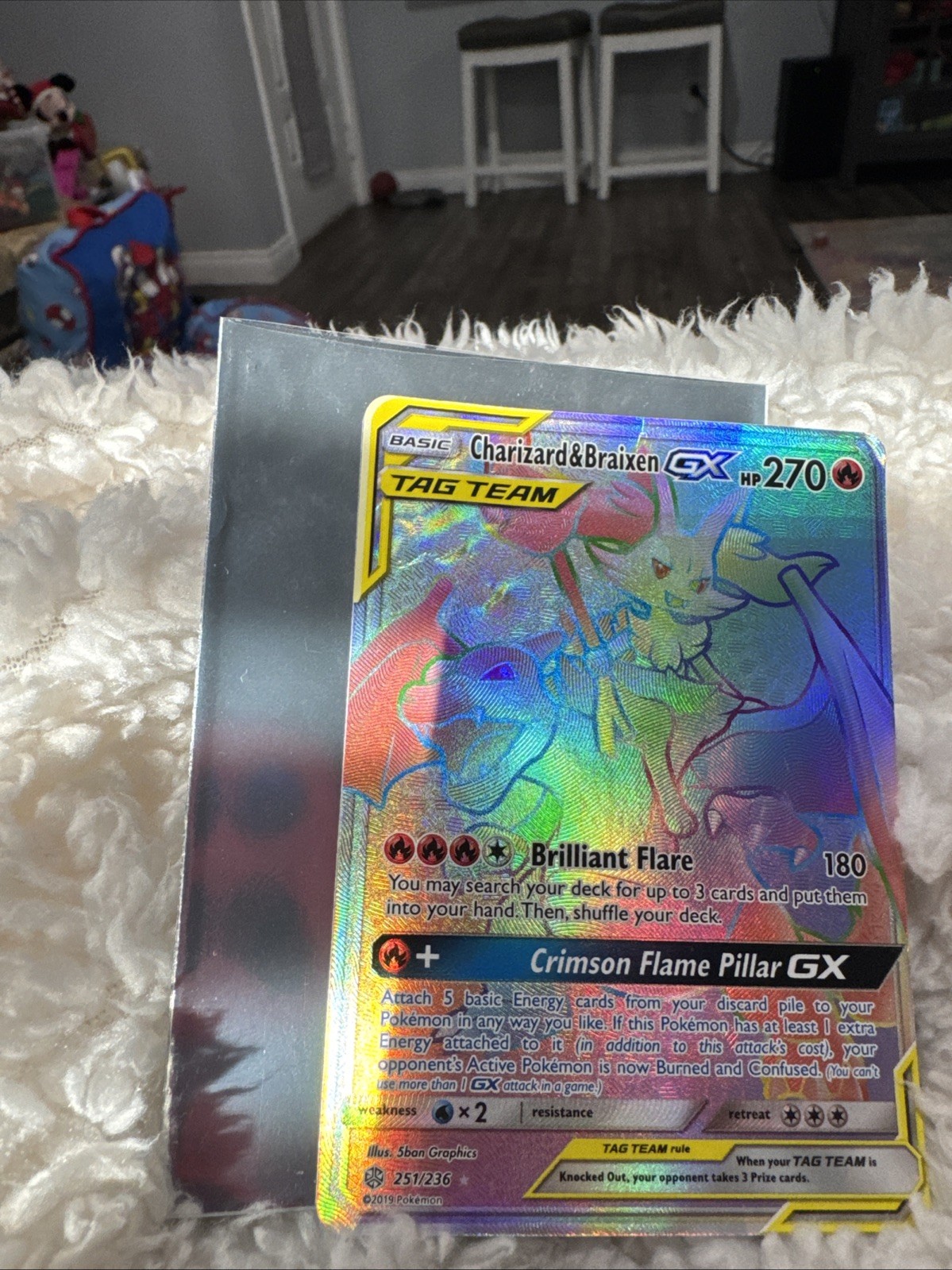 Charizard & Braixen GX LP Rainbow Cosmic Eclipse 251/236 Pokemon TCG Holo