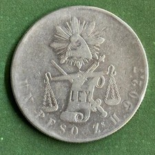 1873 Zs H ZACATECAS MEXIC0 SILVER COIN 1 PESO SCALES