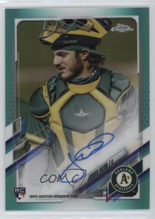 2021 Topps Chrome Rookie Auto Aqua Refractor 19/199 Jonah Heim #RA-JH Auto 12ui