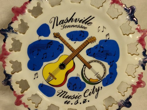 MCM Nashville TN Music City USA Souvenir Teller 1960 Netzporzellan  - Bild 1 von 14