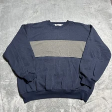 VTG Y2K Colorblock Sweater Womens Madico Size M Navy and Beige