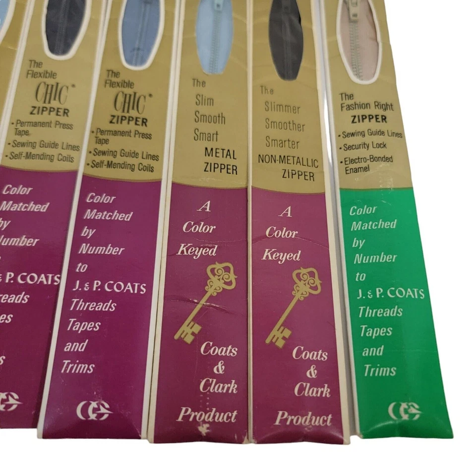 Vintage J &P Coats Skirt Or Neck Polyester Zippers Assorted Colors And Sizes Lot - Image 3 of 4