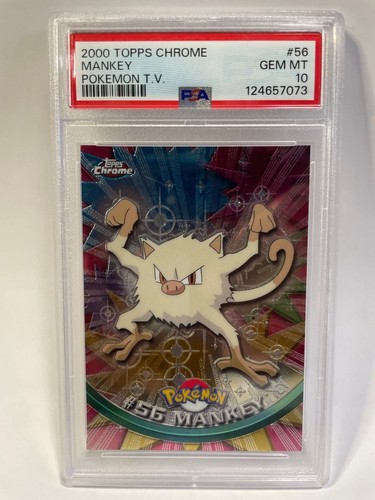 POKEMON 2000 TOPPS Graded Card Chrome #56 Mankey T. V. PSA 10