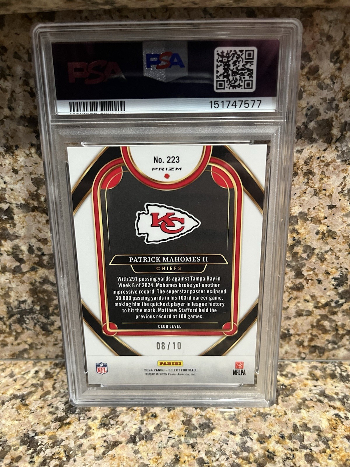 2024 Select Patrick Mahomes II Club Level Gold Dragon Scale /10 PSA 9 KC Chiefs view 2