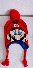 Nintendo Super Mario Red Winter Beanie Hat w/ Ear Flaps Pom Pom One Size New
