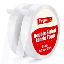 2 Pack Double Sided Fabric Tape, 0.51In X 196Ft Hem Tape No Sewing No Ironing, H