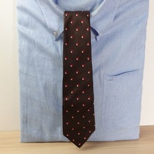 Mens Neck Tie Brown Micro Dots Neat Twill Necktie Formal Dark Coffee Work Suit
