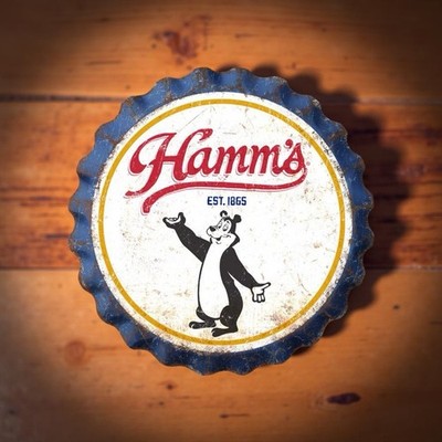 Sleek New Large HAMM'S BEER 3-D Metal BottleCap Wall Sign 16.5  Bar, garage,dorm