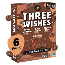 Plant-Based and Vegan Breakfast Cereal by Three Wishes - Cocoa 6 Pack - More ...