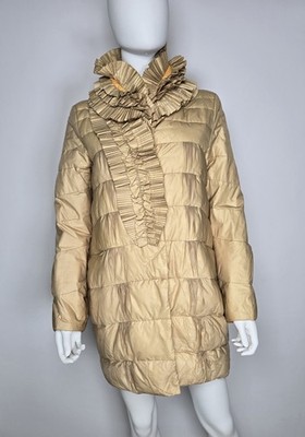 Ermanno Scervino Luxury Down Coat with Ruffled Collar | Size IT 40, UK 8