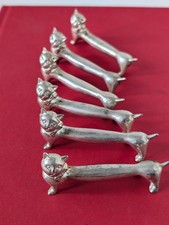 Vintage French Silver Plated Cat Kitten Knife Rests Set Of 6 1930's To 1970's
