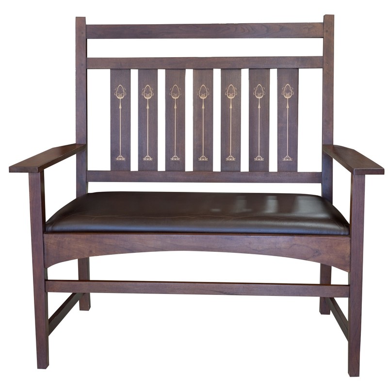 Stickley Harvey Ellis Settee, Inlaid, ​Cherry Wood, 44″W, PA6952JE