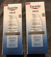 New Lot Of 2 Eucerin Face Daily Lotion w/ Sunscreen SPF 30 2.5ozx2 7/2027