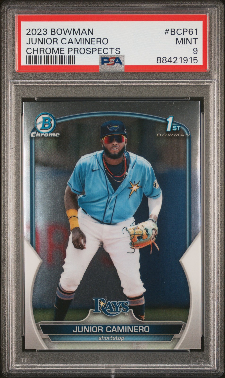 2023 BOWMAN CHROME PROSPECTS #BCP61 JUNIOR CAMINERO PSA 9