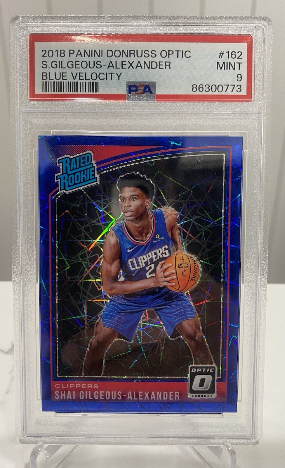 2018-19 Optic #162 Shai Gilgeous-Alexander Rated Rookie Blue Velocity PSA 9