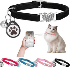 Heart Bling Cat Collar with Safety Belt and Bell Adjustable 8-13 inches for Kitt