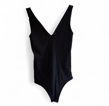 Express Body Contour Black V-Neck Sleeveless Bodysuit One Piece, XS