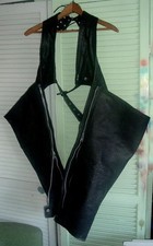 BIKERS CLUB Mens Motorcycle Black Leather Chaps Size Large VG 