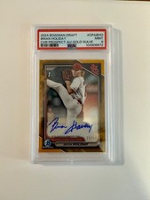 2024 BOWMAN DRAFT BRIAN HOLIDAY CHR PROSPECT AUTO-GOLD WAVE PSA #CPABHO MINT 9