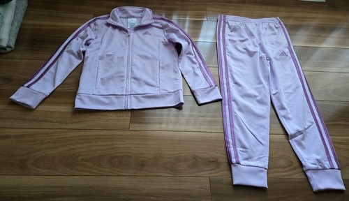 Little Girls 6 Adidas Outfit Set Track Jacket Coat Pants Purple Violet Suit - Picture 1 of 6
