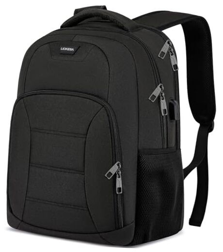 15.6 Inch Black Laptop Backpack for Men Women Teens School College-image