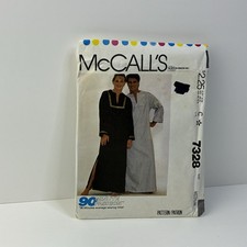 Caftan Unisex Size M 36-38 Vent Round Neck UNCUT Pattern 7328 Vintage 80s