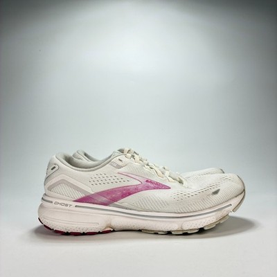 Brooks Ghost 15 White Pink Lace Up Running Shoes 1203801B195 Women s Size 9