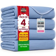 Washable Waterproof Incontinence Bed Pads 34" x 36" Pack of 4 for Adults 