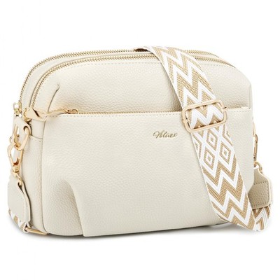 HILAEX Crossbody Bag for Women Leather Purse Anti Theft Multi Small, Beige